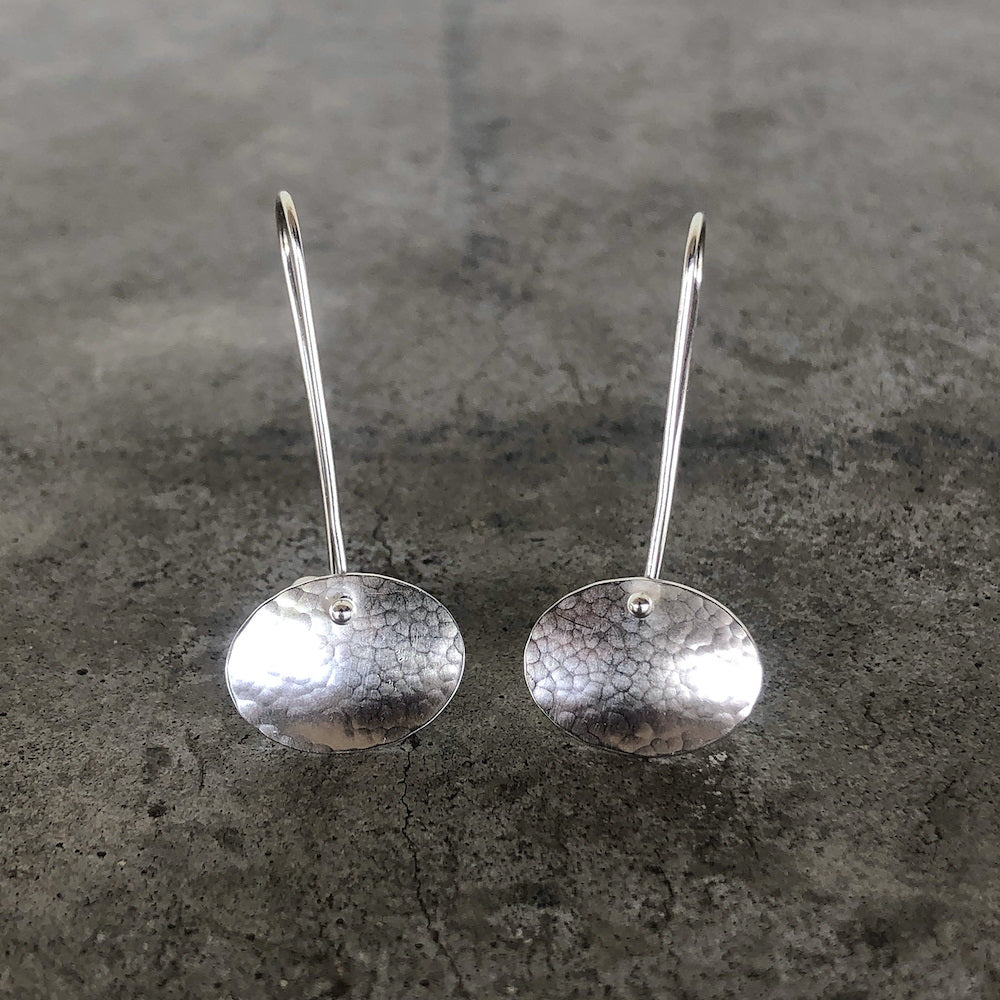 Tiny Oval Hammered Earrings