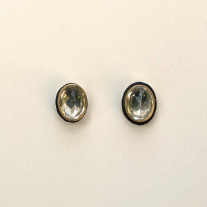 Oval White Topaz Stud Earrings