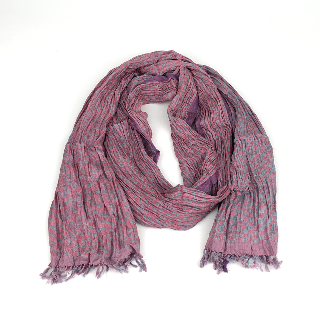 Pink and Purple Dots Crinkled Silk Scarf
