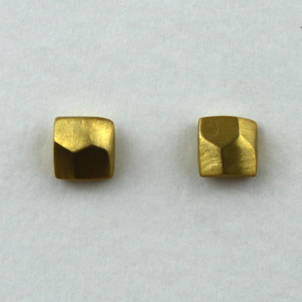 Facetted Square Post Earrings, Vermeil