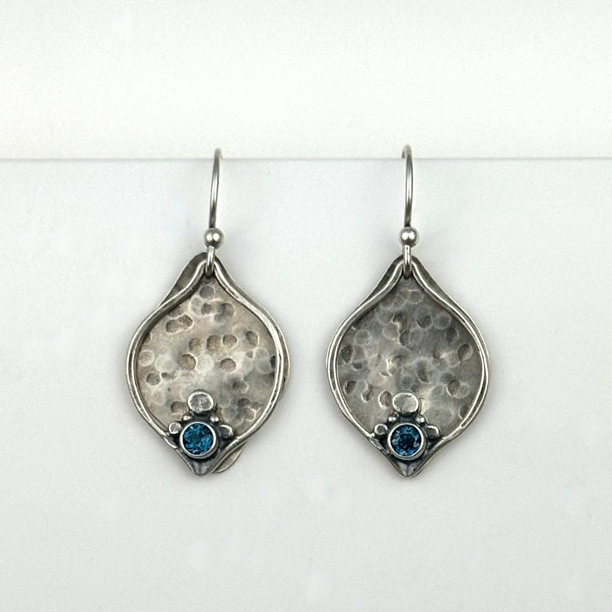 Drop Earrings With Frame and Blue Topaz