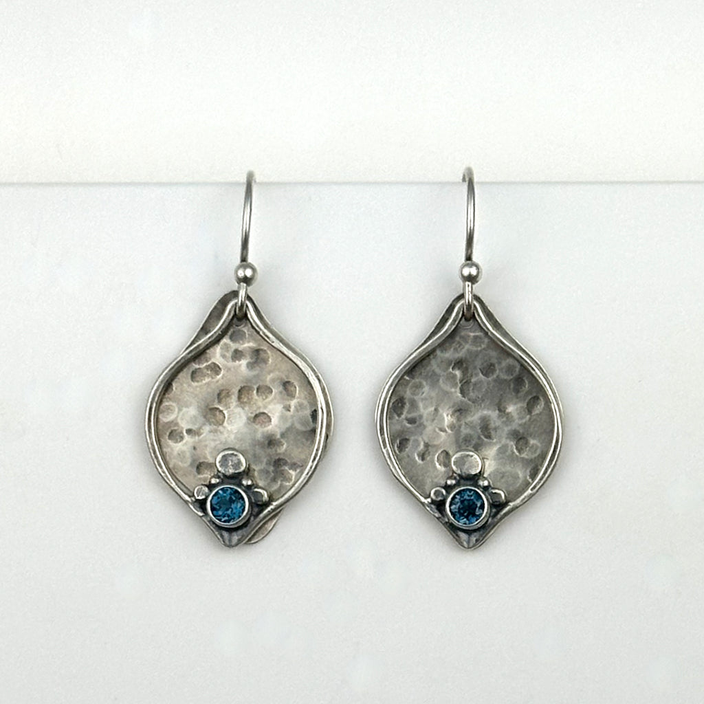 Drop Earrings With Frame and Blue Topaz