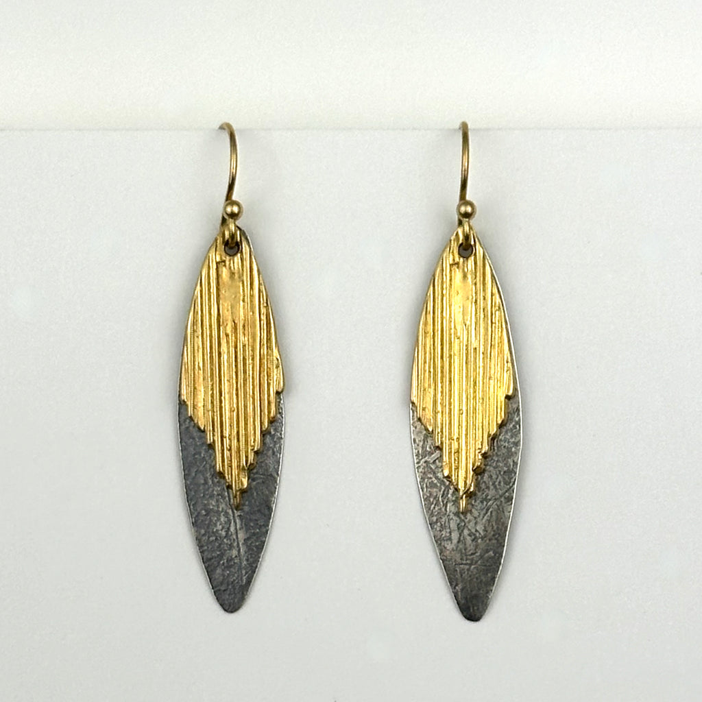 Two Tone Earrings With Striations