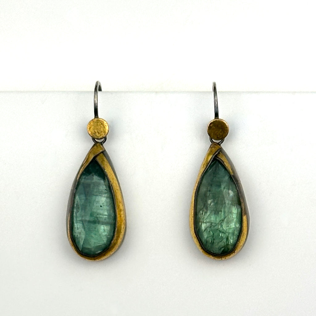 #837 Green Kyanite Teardrop Earrings