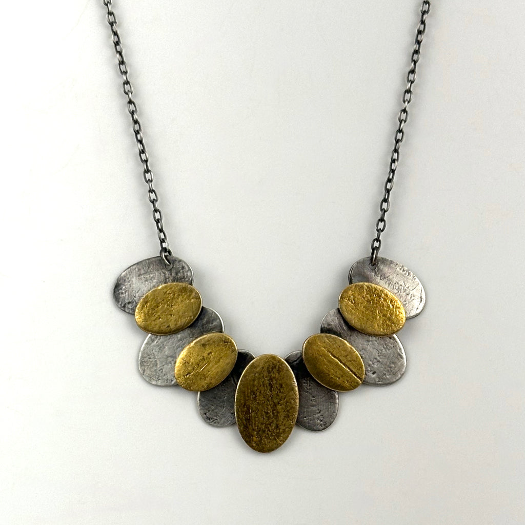 Mixed metal ovals necklace