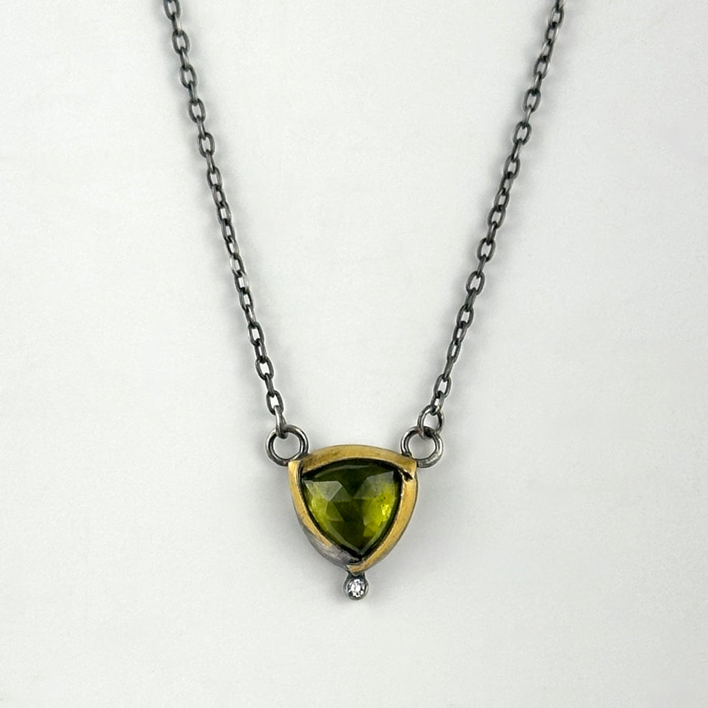 Vessonite With Diamond Necklace