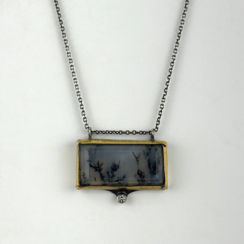 Dendritic Opal with Diamond Necklace
