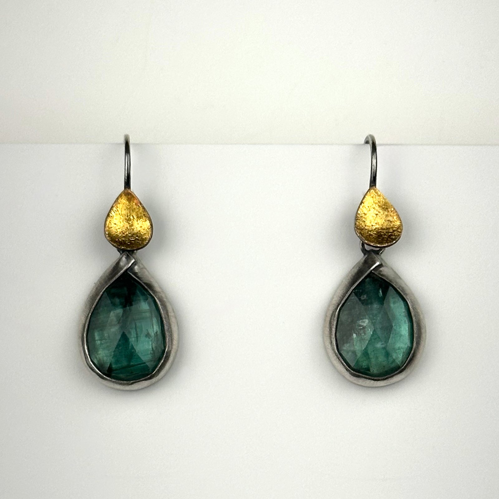 Green Kyanite w/ 24K Charm Earrings
