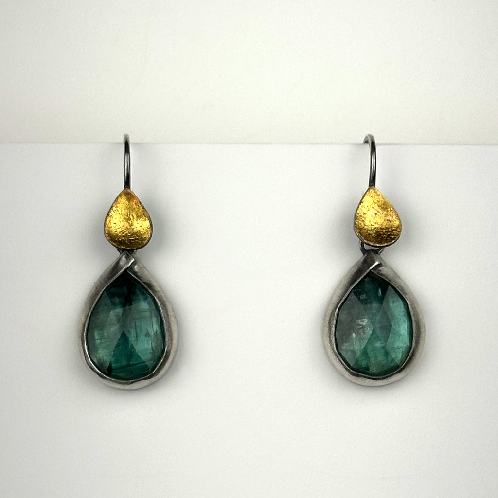 Green Kyanite w/ 24K Charm Earrings