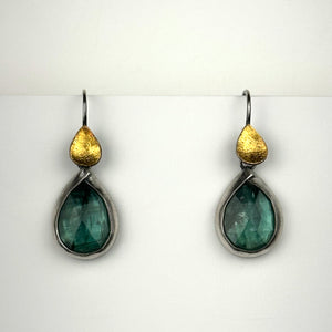 Green Kyanite w/ 24K Charm Earrings