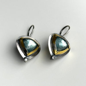 Tri Fold Blue Kyanite Earrings/Diamond