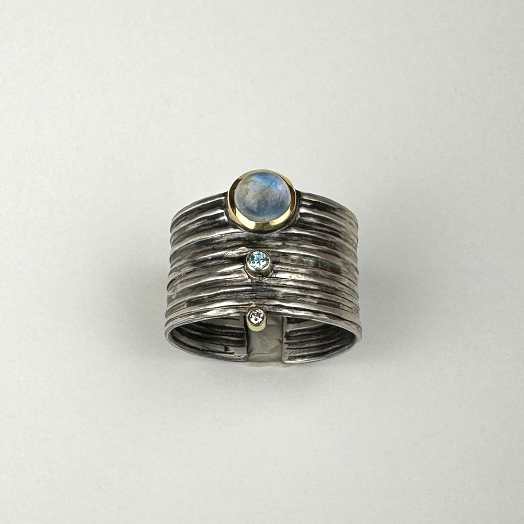 Ring w/Moonstone, Diamond and Zircon