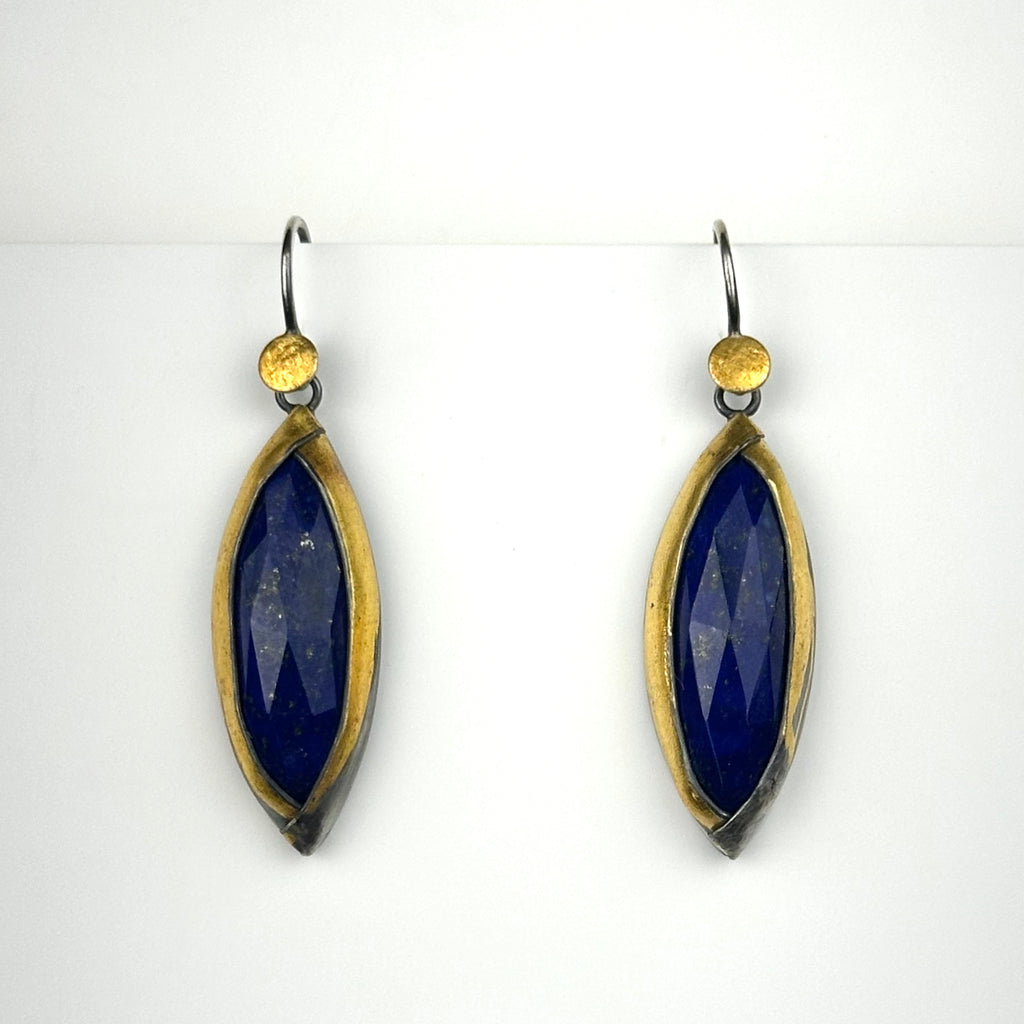 Lapis Earrings With 24K Gold Wrap