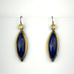 Lapis Earrings With 24K Gold Wrap
