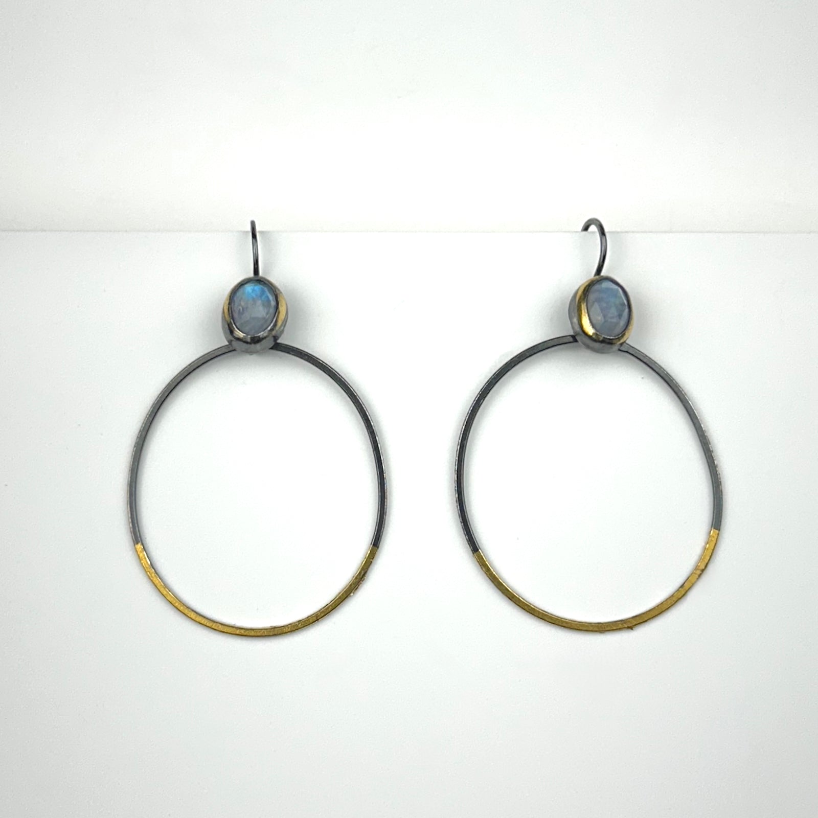Moonstone Earrings On Hoops