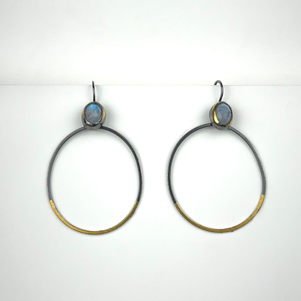 Moonstone Earrings On Hoops