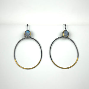 Moonstone Earrings On Hoops