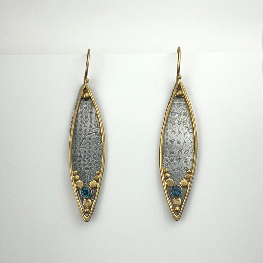 Leaf Earrings With London Blue Topaz