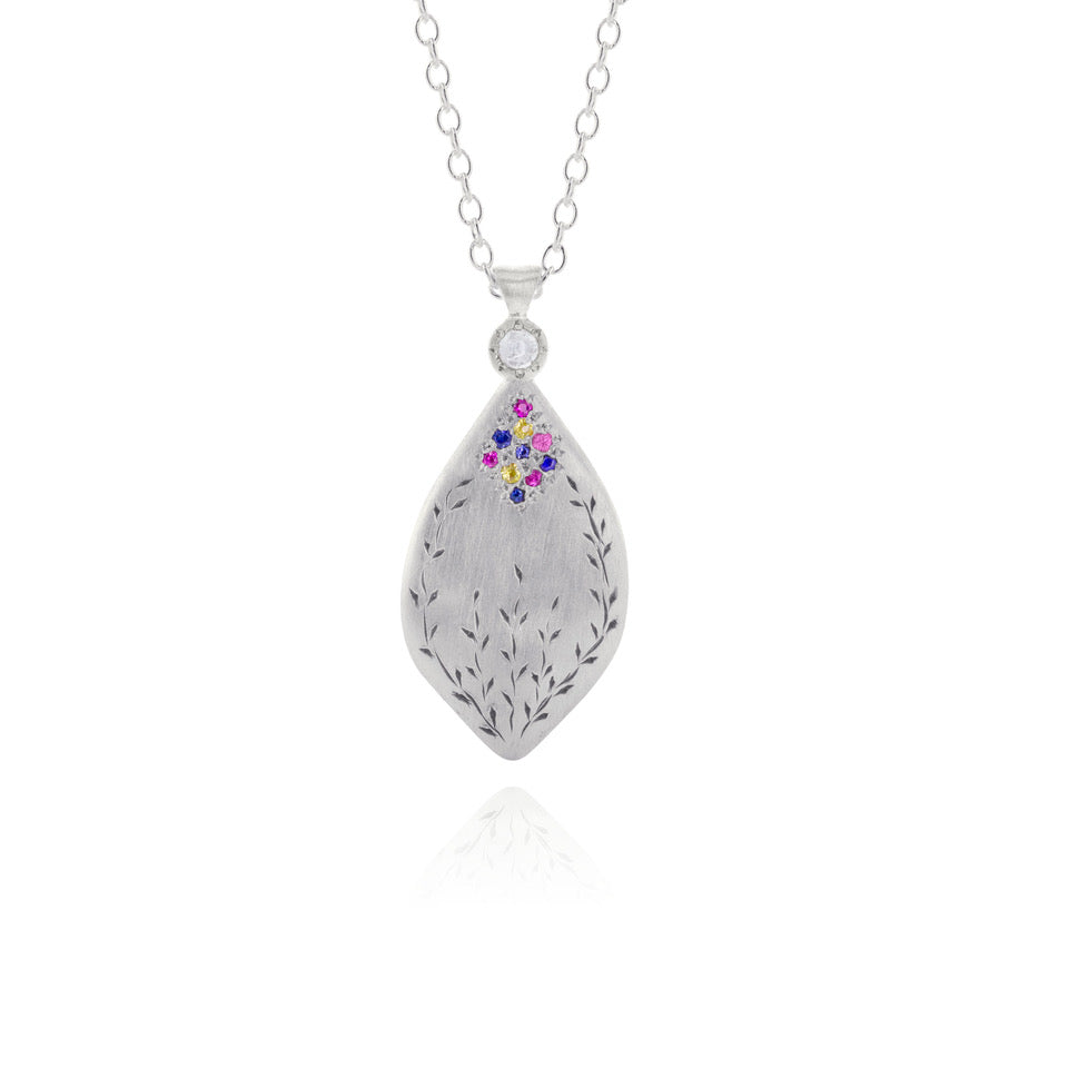 Silver Secret Garden Sapphire Necklace