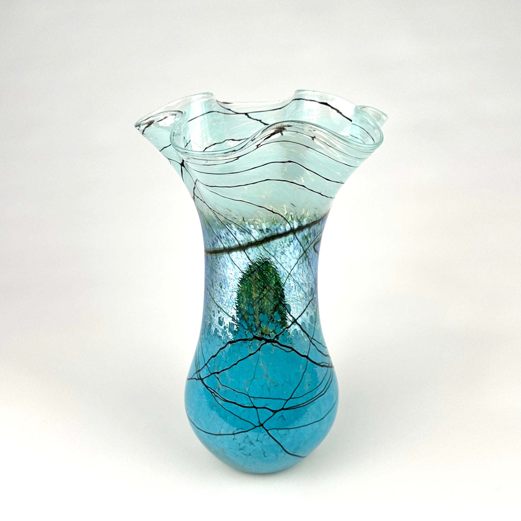 Aqua Lightning Large Fluted Vase