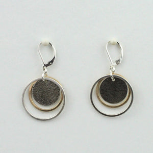 Three Piece Earring With Hammered Disc