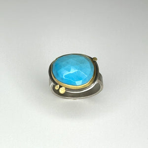 Rosecut Turquoise Ring,22K Bezel
