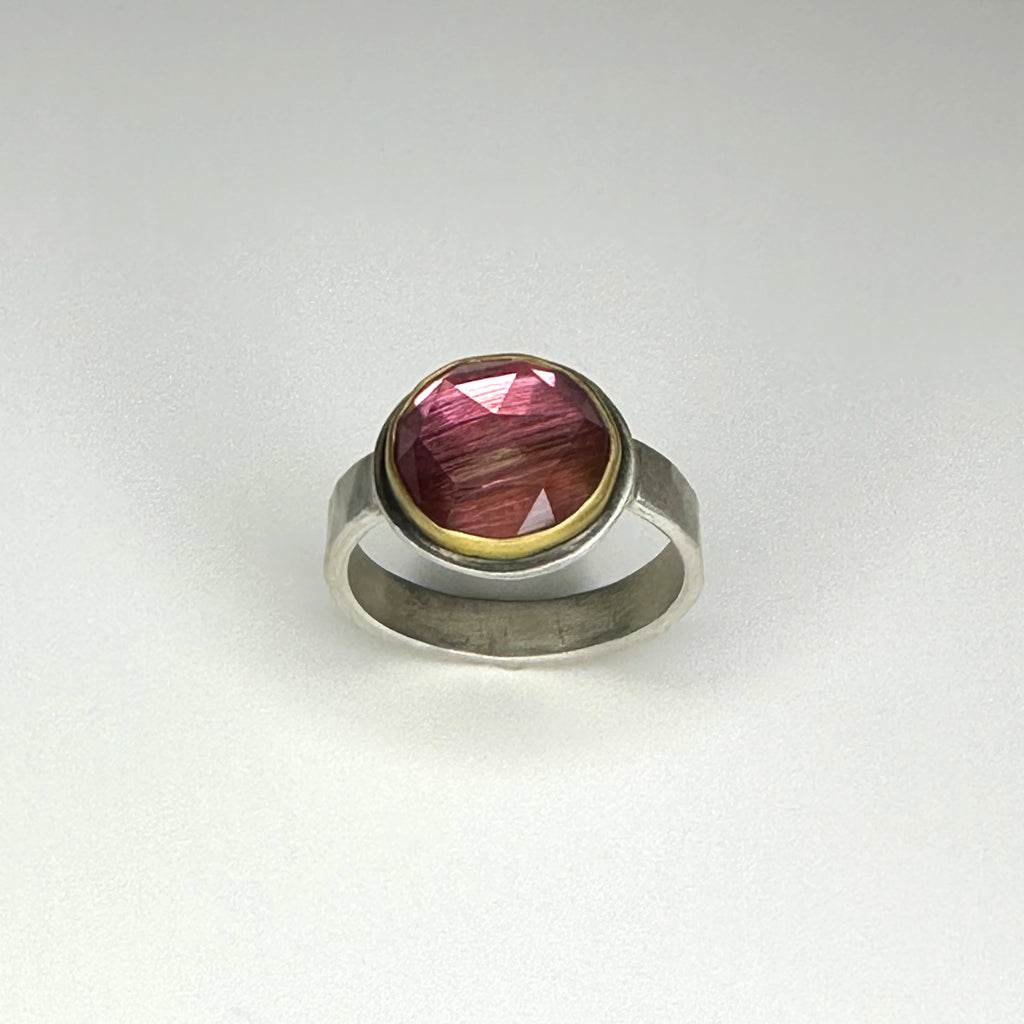 Pink Tourmaline Ring With 22K Bezel