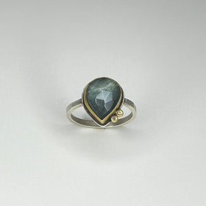 Moss Aquamarine Ring w/Diamonds