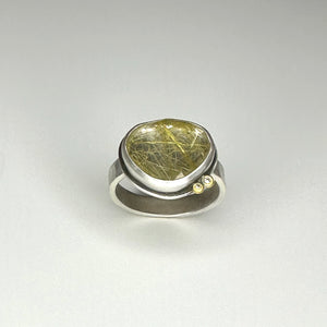 Rutilated Quartz Ring w/Diamonds