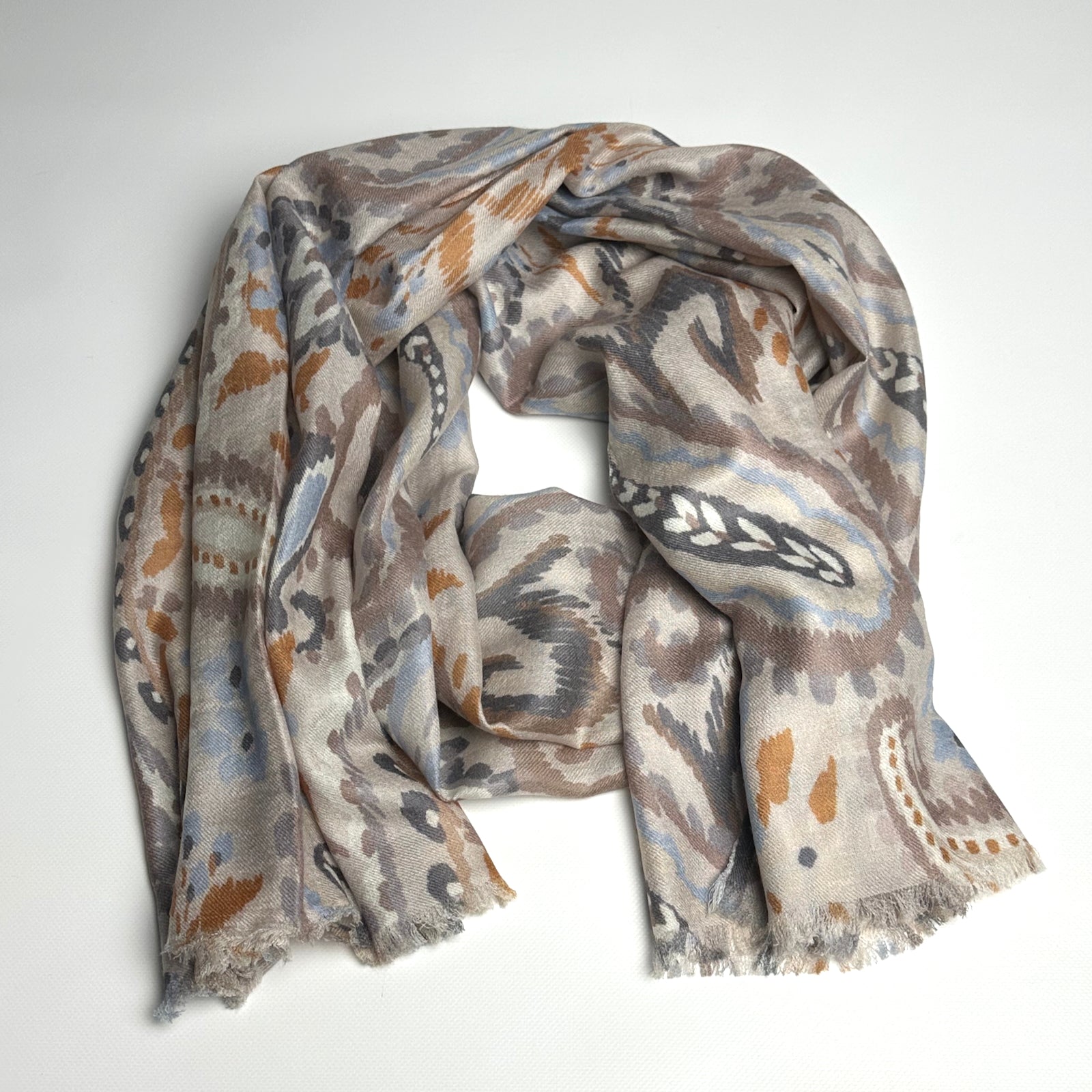 Painted Paisley Scarf, Oat Multi