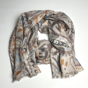 Painted Paisley Scarf, Oat Multi