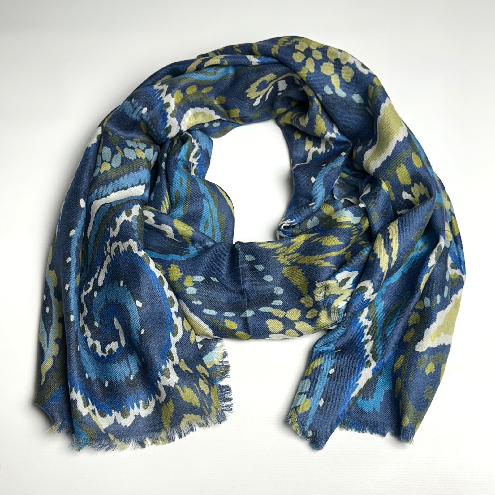 Painted Paisley Scarf, Sapphire