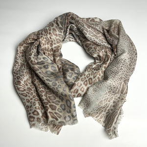 Mixed Animal Print Scarf, Taupe