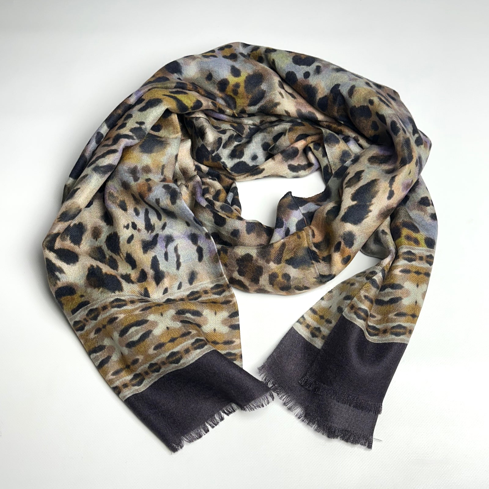 Leopard Print Scarf,Taupe Multi