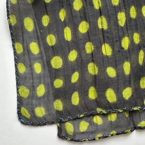 Cotton Silk Scarf With Lime Dots