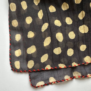 Cotton Silk Scarf With Ecru Dots