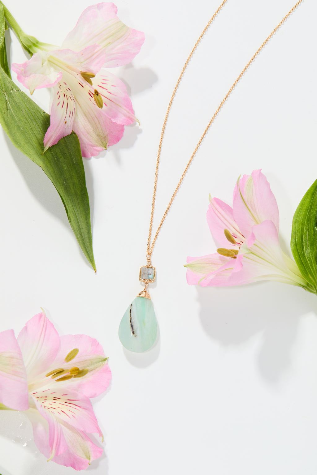 Lab/Grandidierite/Opal Necklace