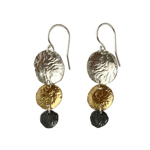 Mixed Metal Earrings 3 Disks