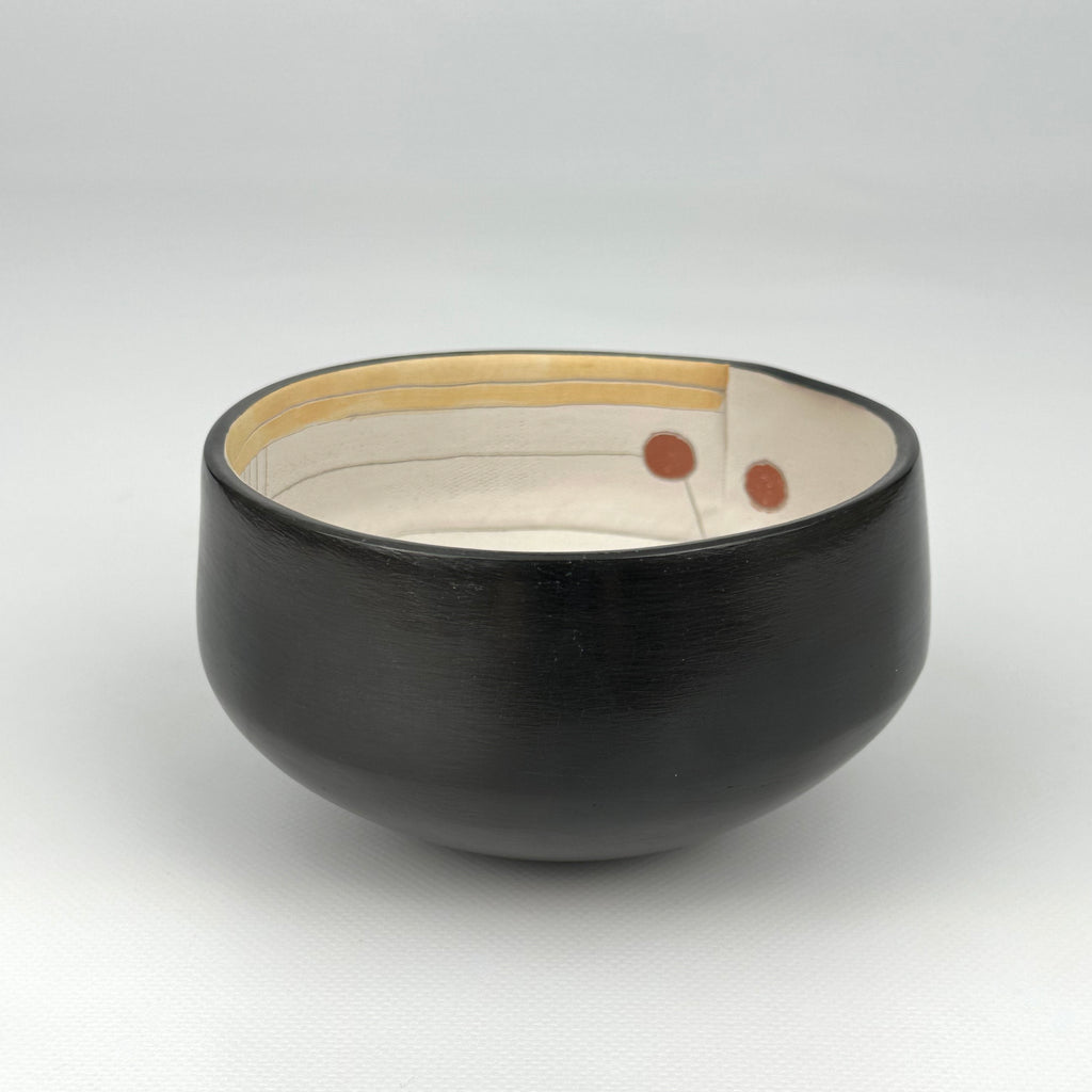 Shallow Bowl With Red and Yellow Accents