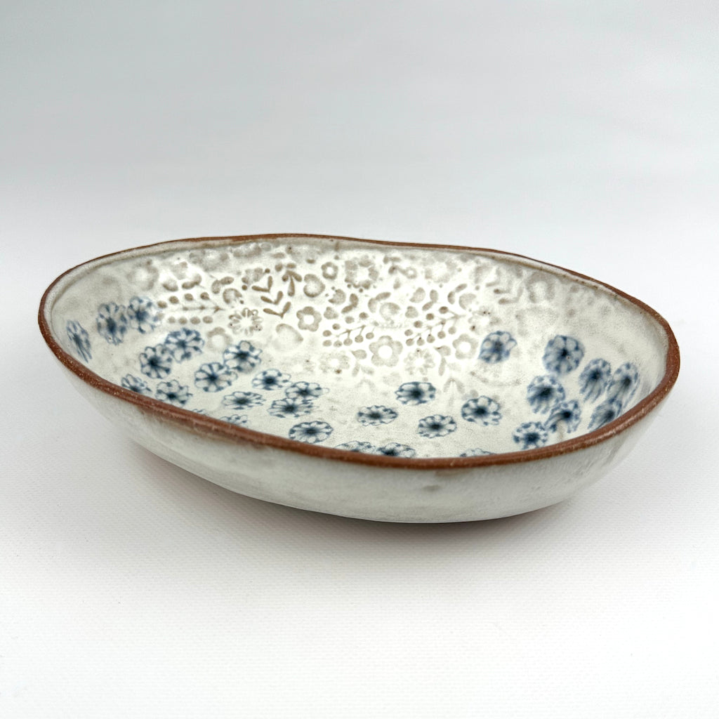 Oval Serving Bowl, Scattered Flowers
