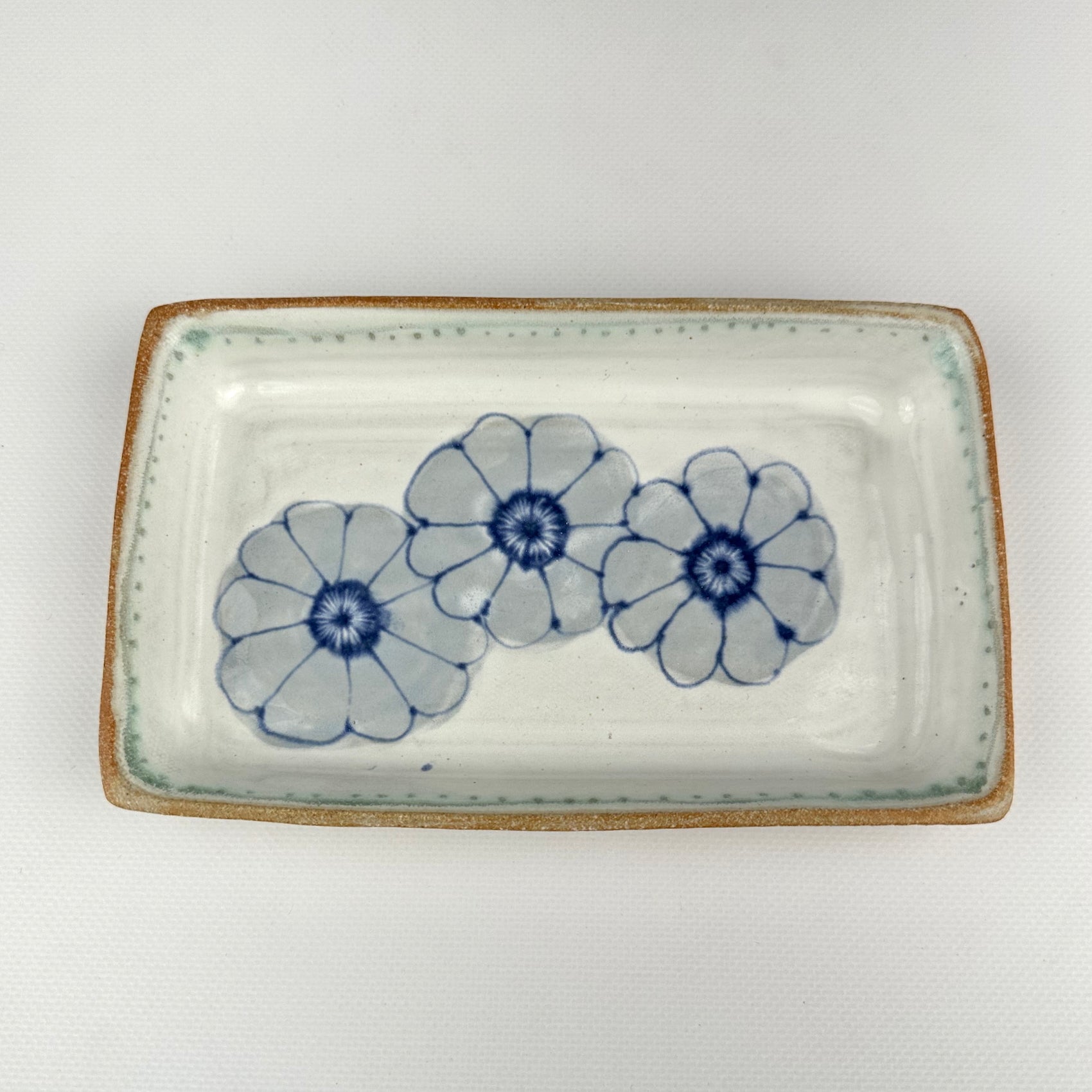 Small Rectangle,3 Blue Flowers