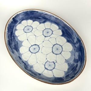 Oval Tray 14" 5 White FL On Blue