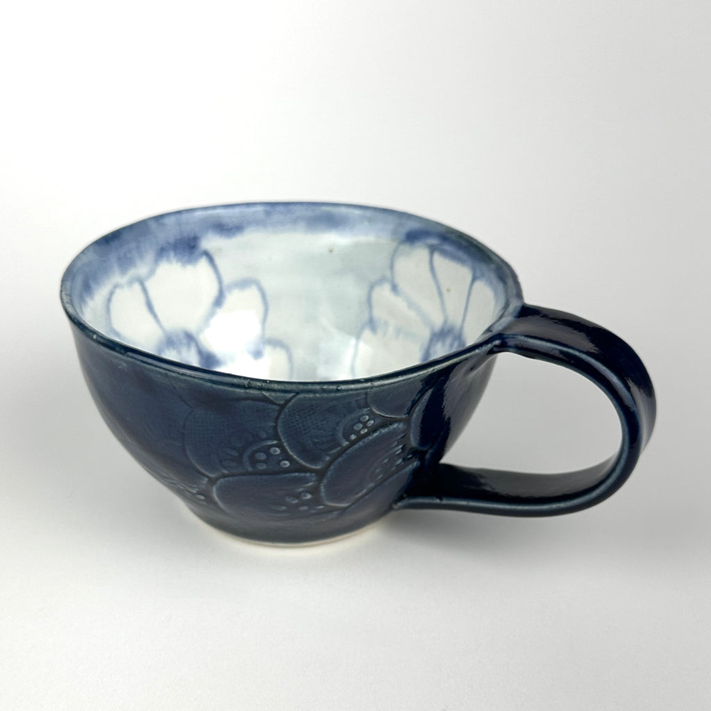 Cappuccino Cup With 3 Large Flowers