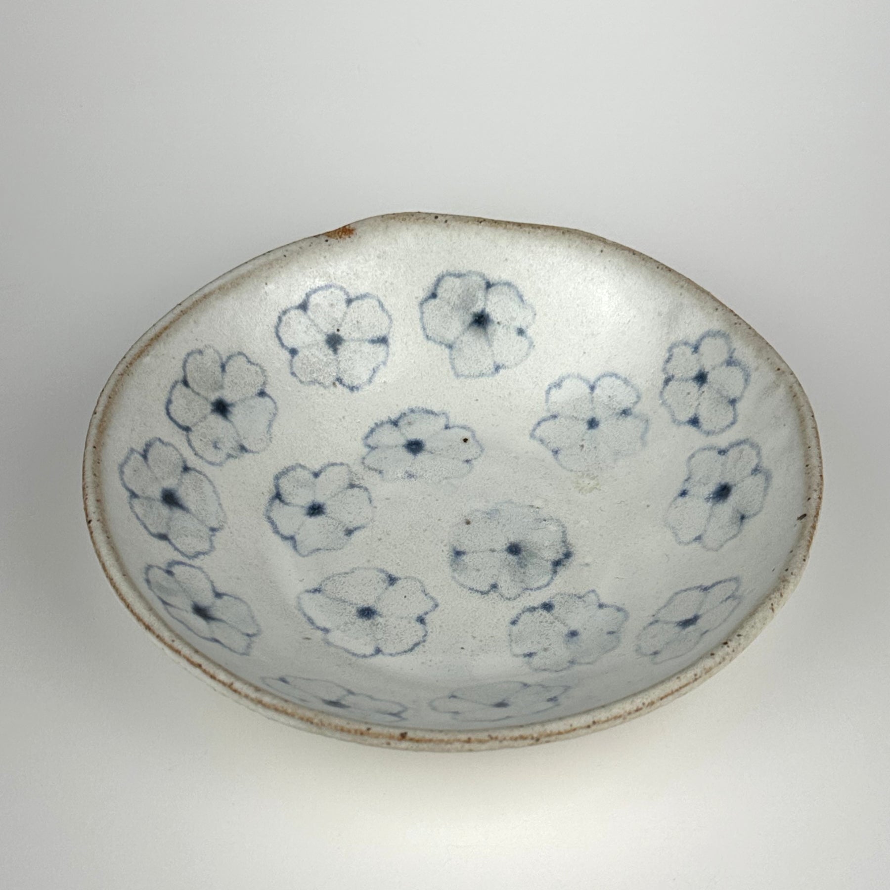 Shallow Bowl With Blue Scattered Flowers
