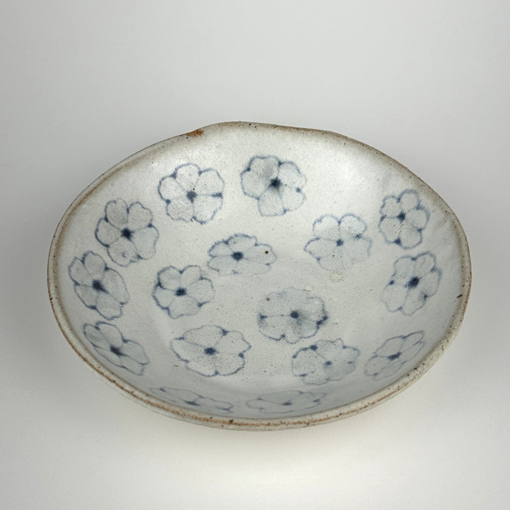 Shallow Bowl With Blue Scattered Flowers