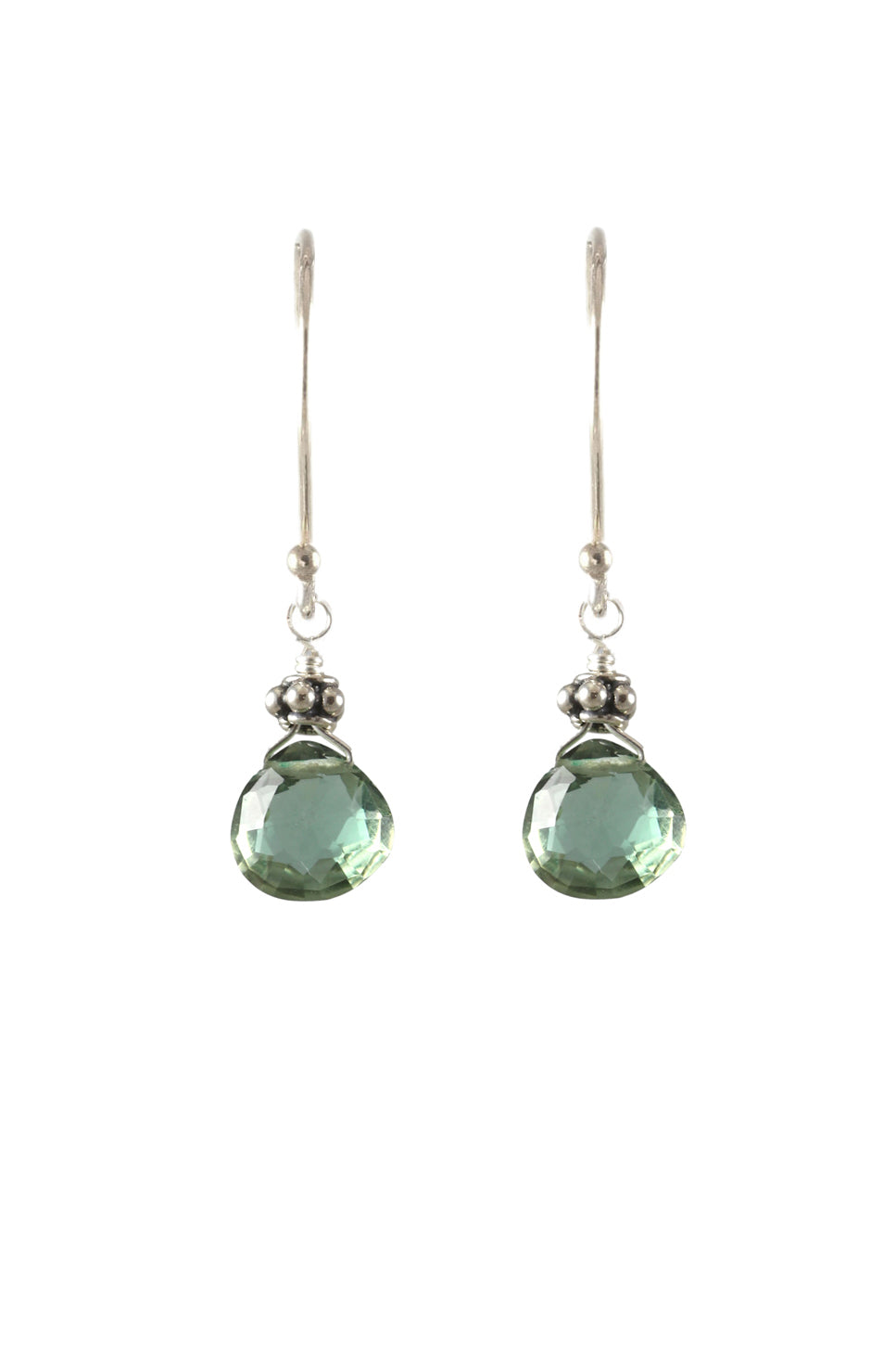 Tiny Silver and Green Quartz Earrings