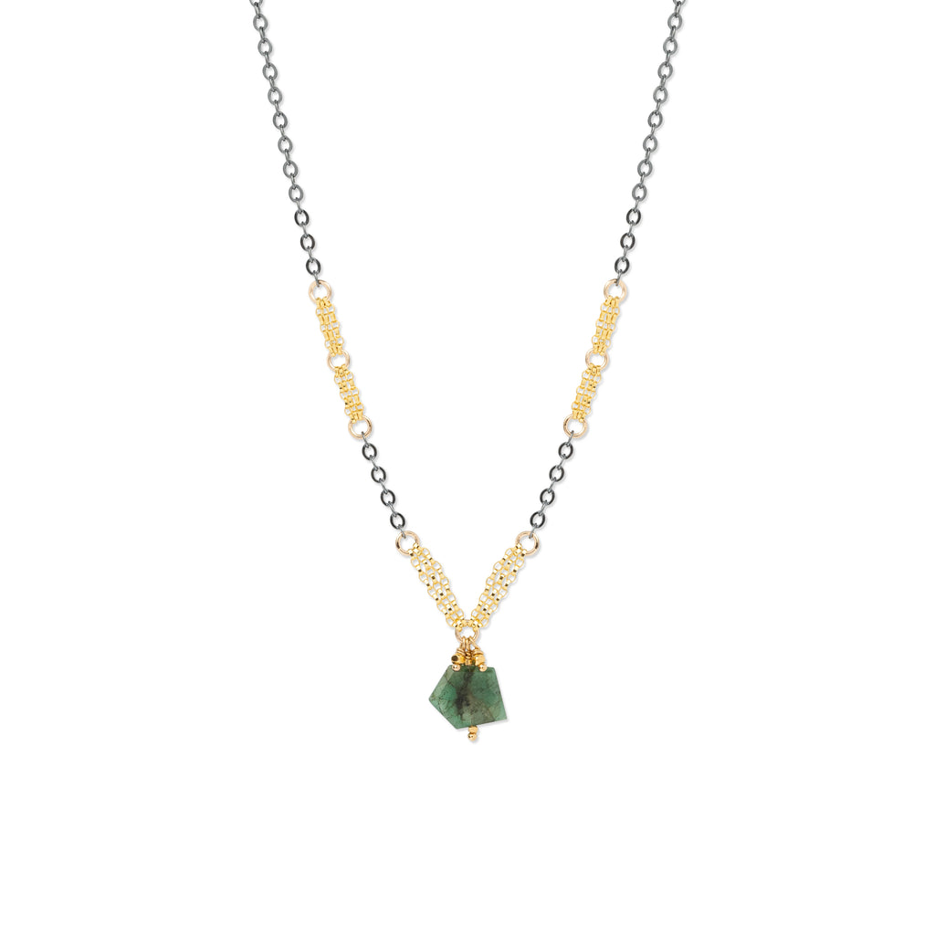 Emerald Geometric Cut Necklace