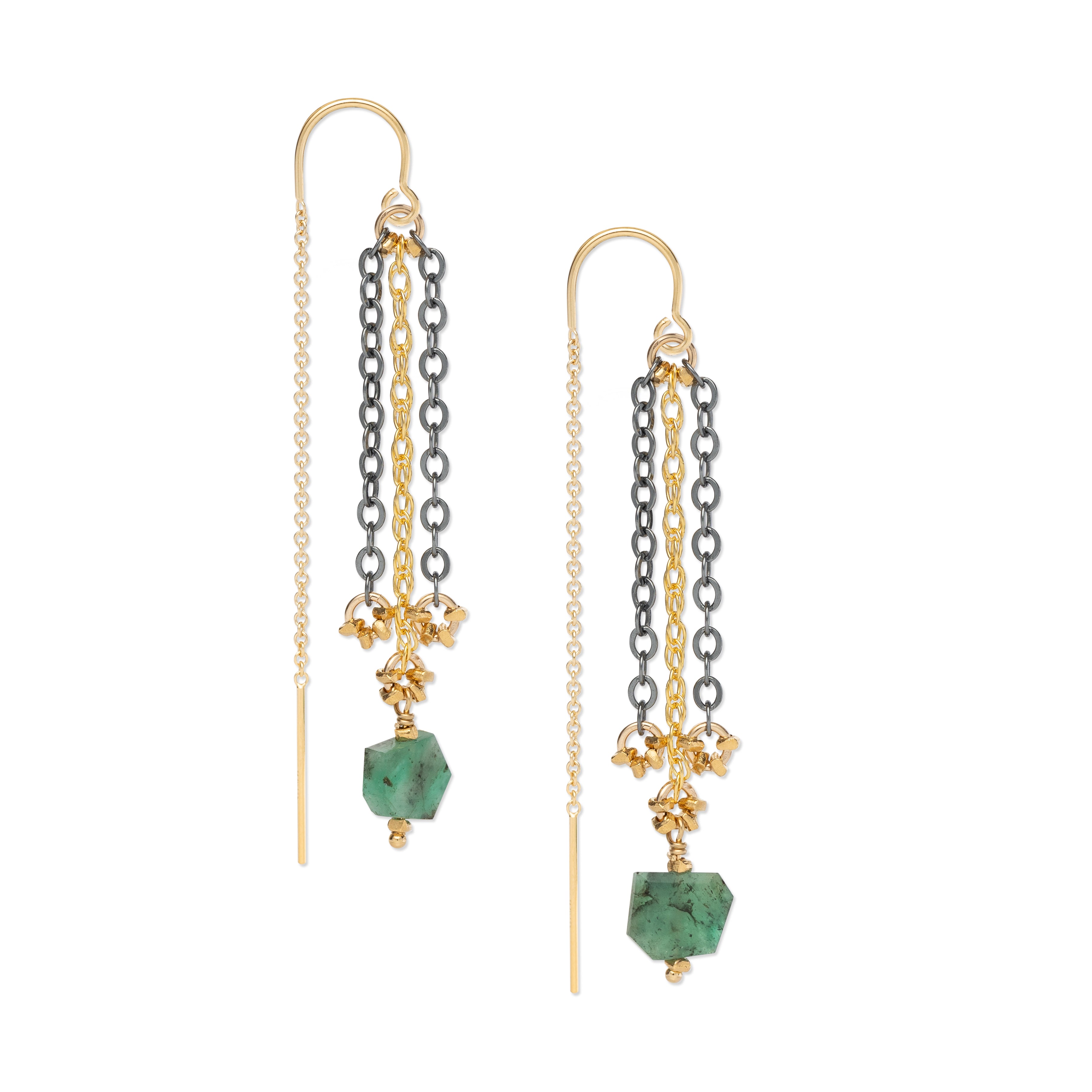 Fern Earrings With Emeralds