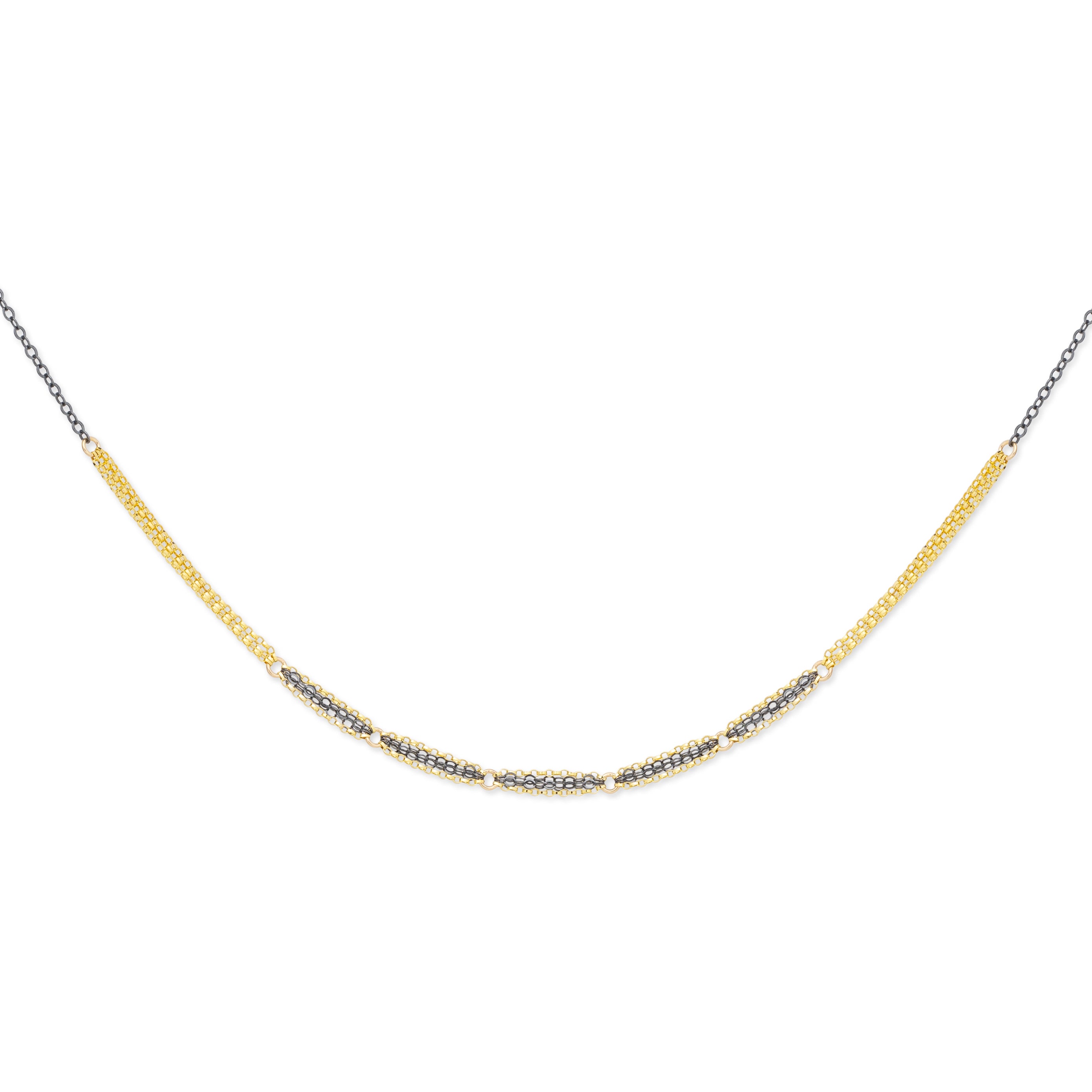 Triple Chain Necklace,Oxidized