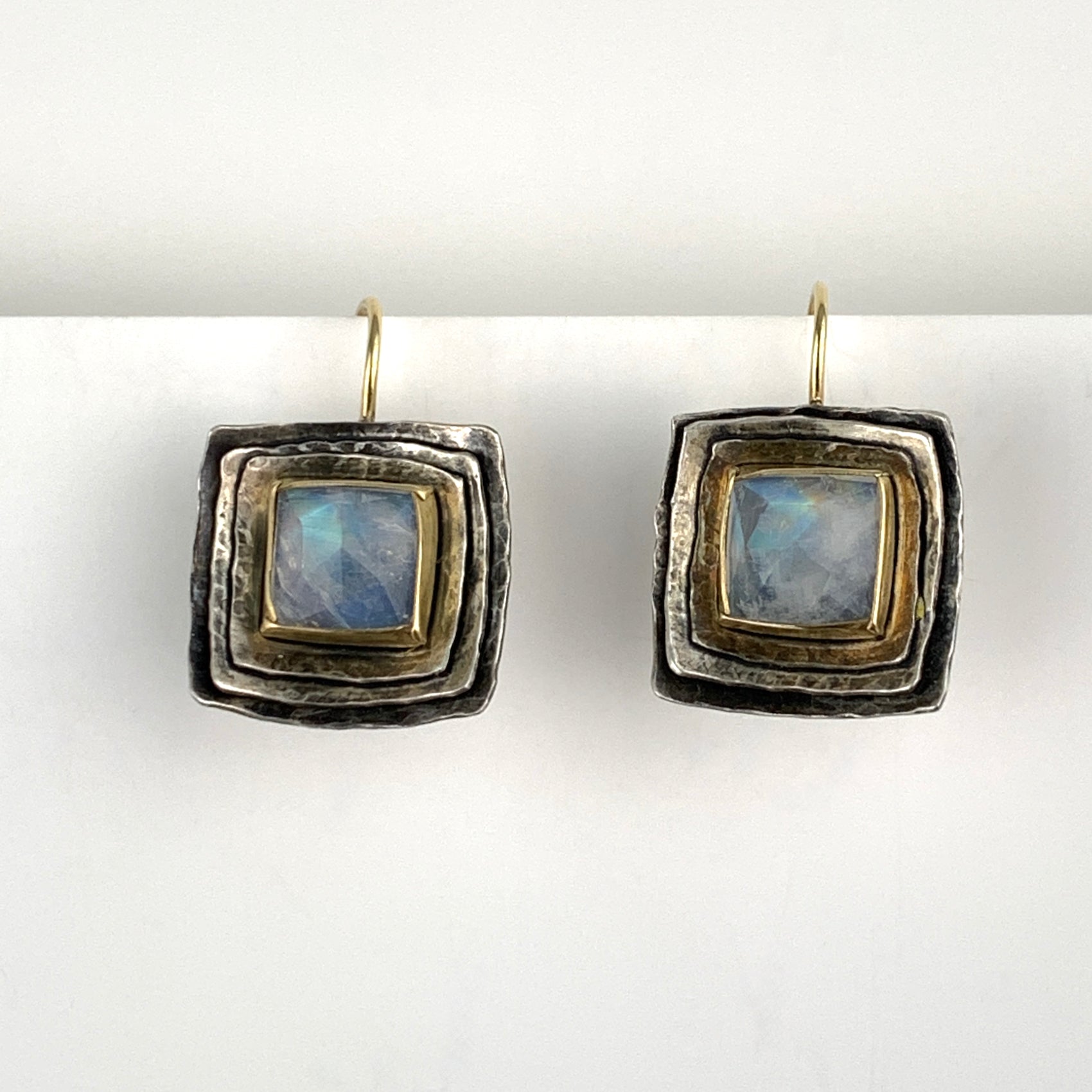 Square Cusp Earrings With Moonstone